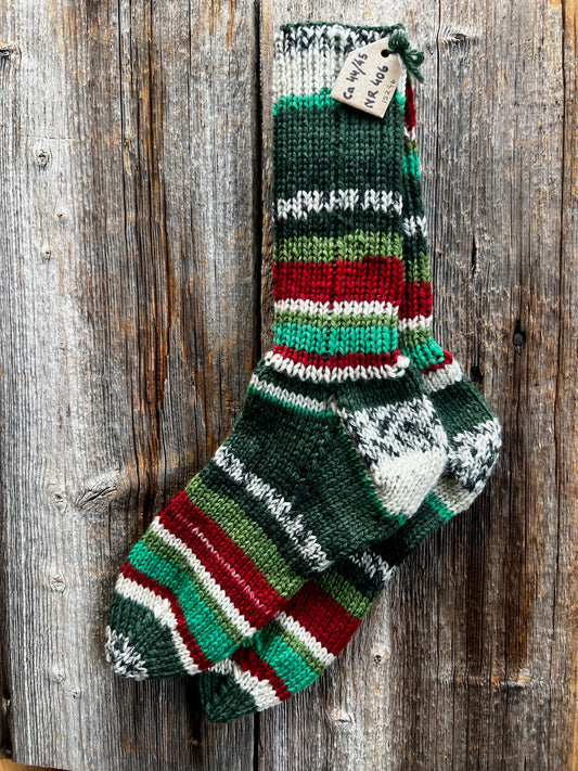 Handstickade sockor 44/45 Nr 406